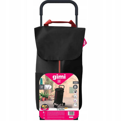„Gimi New Twin“ sulankstomas pirkinių vežimėlis su keturiais ratukais, juodas
