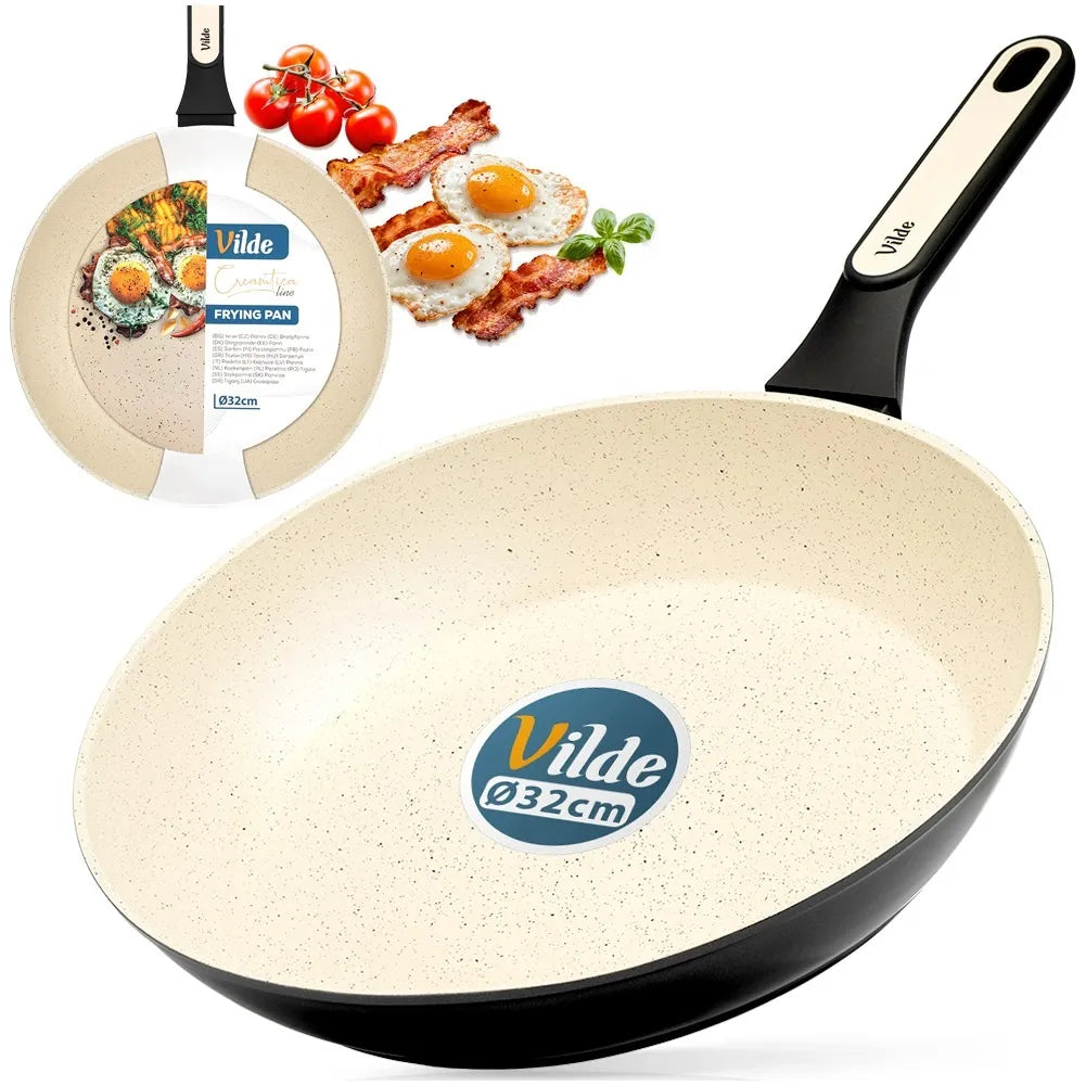 Granitinė keptuvė kepimui ir troškinimui VILDE CREAMTICA, dujinėms, indukcinėms viryklėms, 32 cm