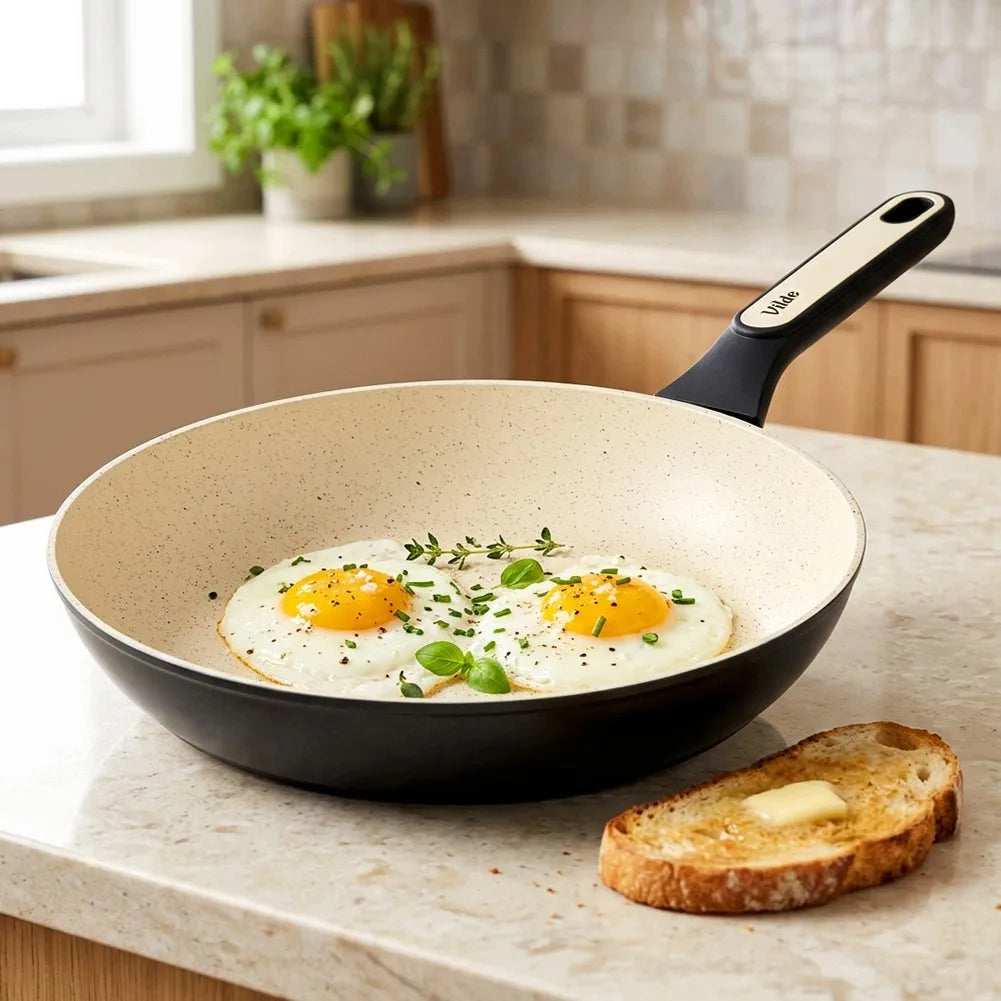 Granitinė keptuvė kepimui ir troškinimui VILDE CREAMTICA, dujinėms, indukcinėms viryklėms, 32 cm