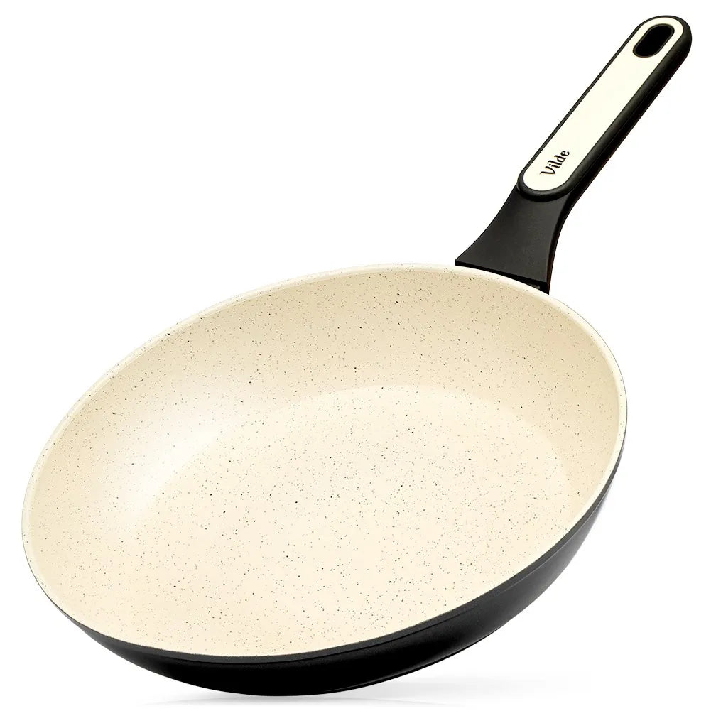 Granitinė keptuvė kepimui ir troškinimui Vilde Creamtica, skirta dujinėms ir indukcinėms viryklėms, 28 cm