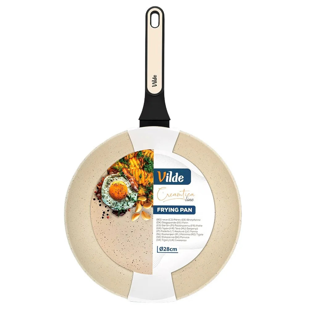 Granitinė keptuvė kepimui ir troškinimui Vilde Creamtica, skirta dujinėms ir indukcinėms viryklėms, 28 cm