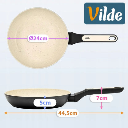 Granitinė keptuvė VILDE CREAMTICA kepimui ir troškinimui, 24 cm, tinka indukcijai
