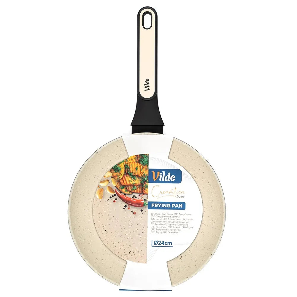 Granitinė keptuvė VILDE CREAMTICA kepimui ir troškinimui, 24 cm, tinka indukcijai