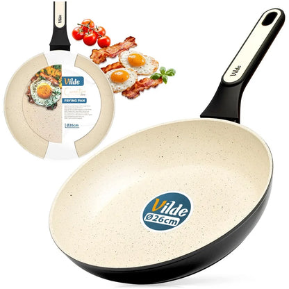Granitinė keptuvė VILDE CREAMTICA kepimui ir troškinimui, dujinėms, indukcinėms viryklėms, 26 cm