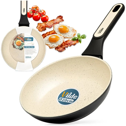 Granitinė keptuvė VILDE CREAMTICA kepimui ir troškinimui, dujinėms ir indukcinėms viryklėms, 20 cm