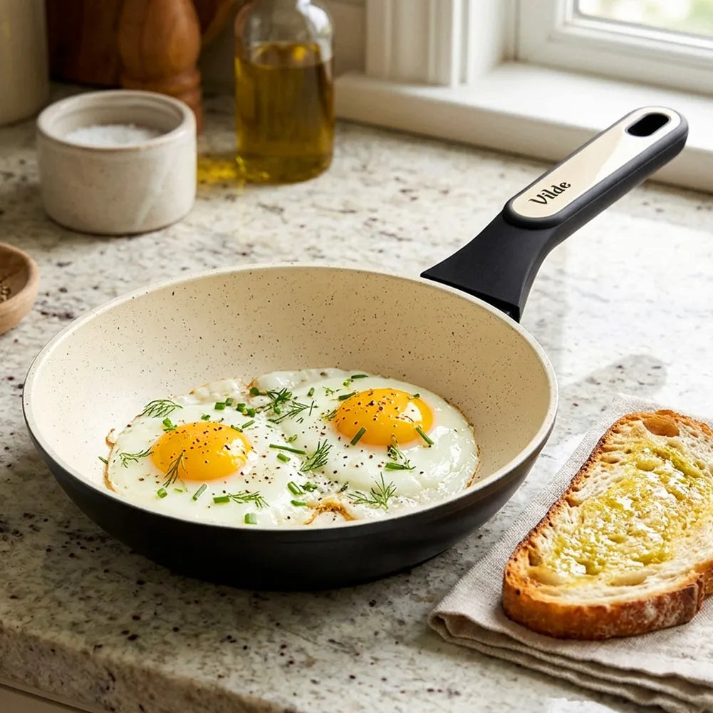 Granitinė keptuvė VILDE CREAMTICA kepimui ir troškinimui, dujinėms ir indukcinėms viryklėms, 20 cm