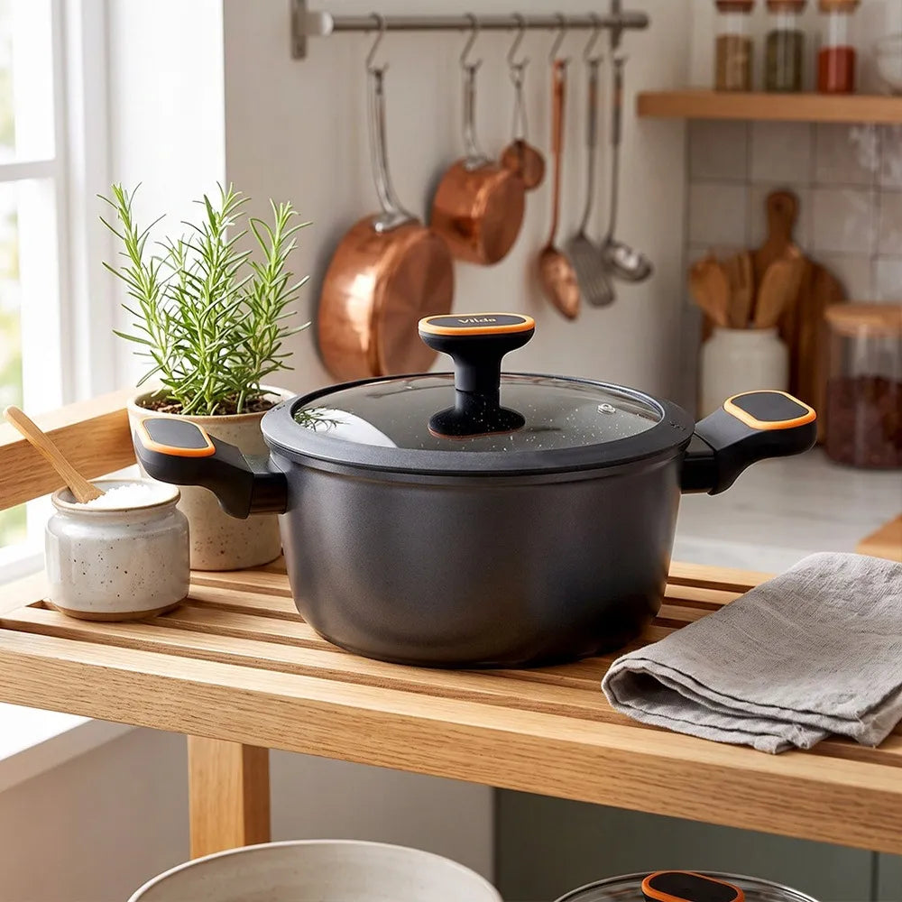 Granitinis puodas su dangčiu VILDE 20 cm, 2,5 l