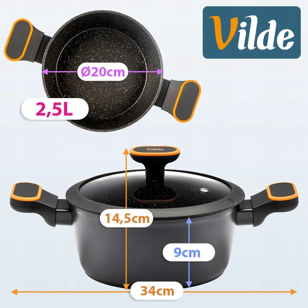 Granitinis puodas su dangčiu VILDE 20 cm, 2,5 l
