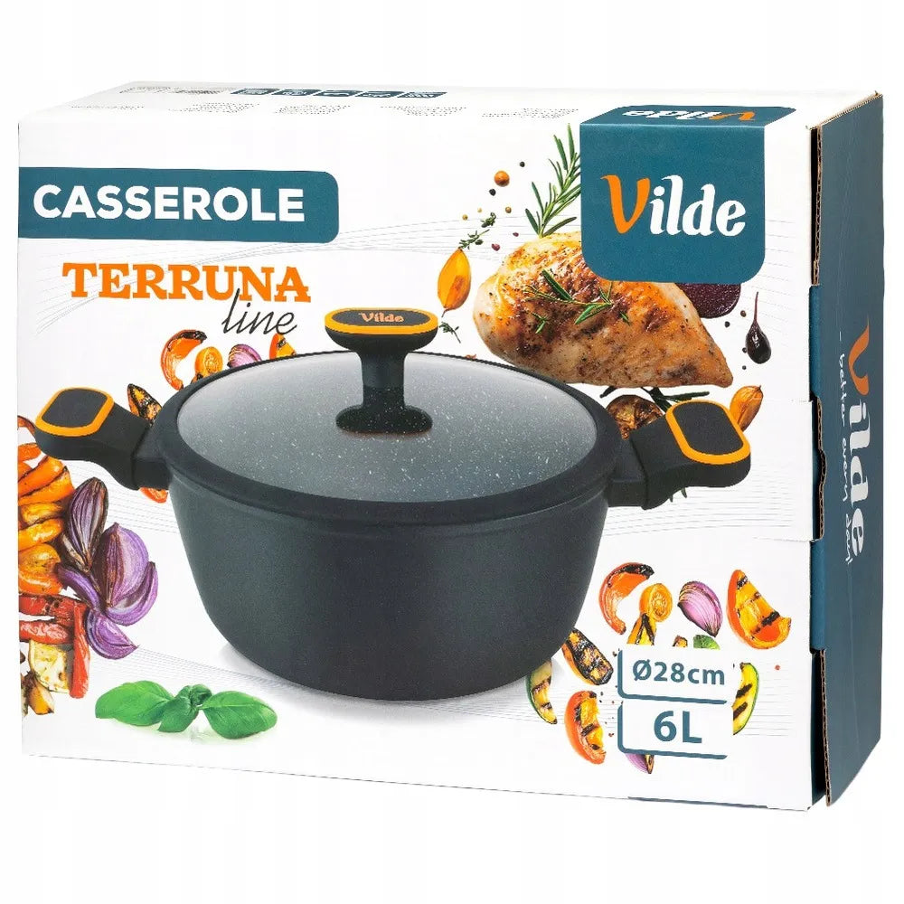 Granitinis puodas su dangčiu virimui ir troškinimui VILDE 28 cm 6L