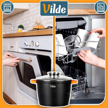 GRANITINIS puodas su dangčiu virimui, troškinimui ir kepimui 24 cm 6,7 l