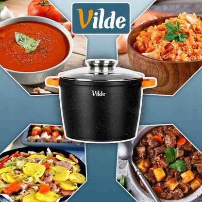 GRANITINIS puodas su dangčiu virimui, troškinimui ir kepimui 24 cm 6,7 l