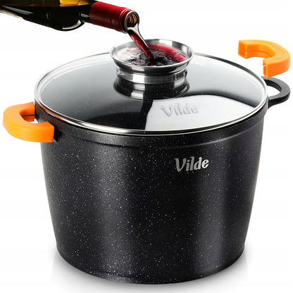 GRANITINIS puodas su dangčiu virimui, troškinimui ir kepimui 24 cm 6,7 l