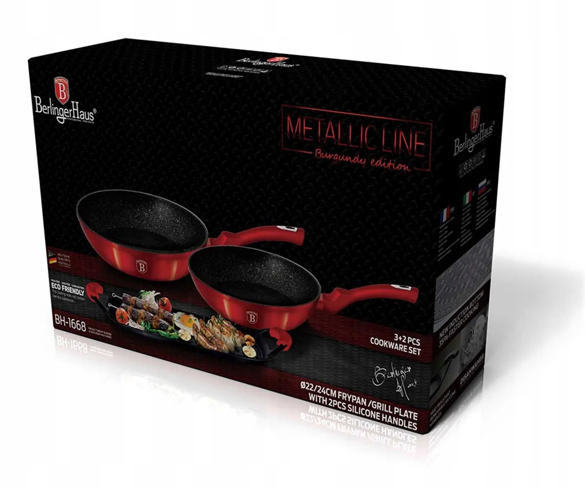 Granitinių keptuvių ir kepimo plokštės rinkinys BERLINGER HAUS Metallic Line
