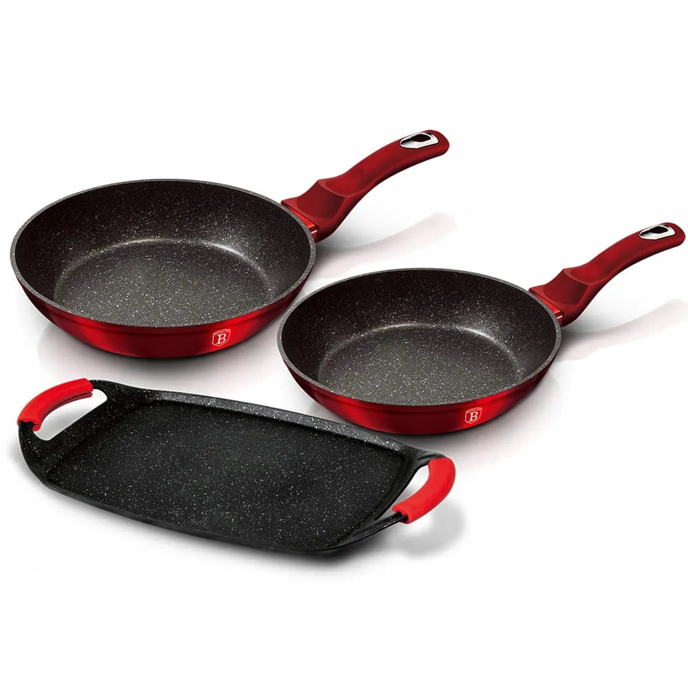 Granitinių keptuvių ir kepimo plokštės rinkinys BERLINGER HAUS Metallic Line