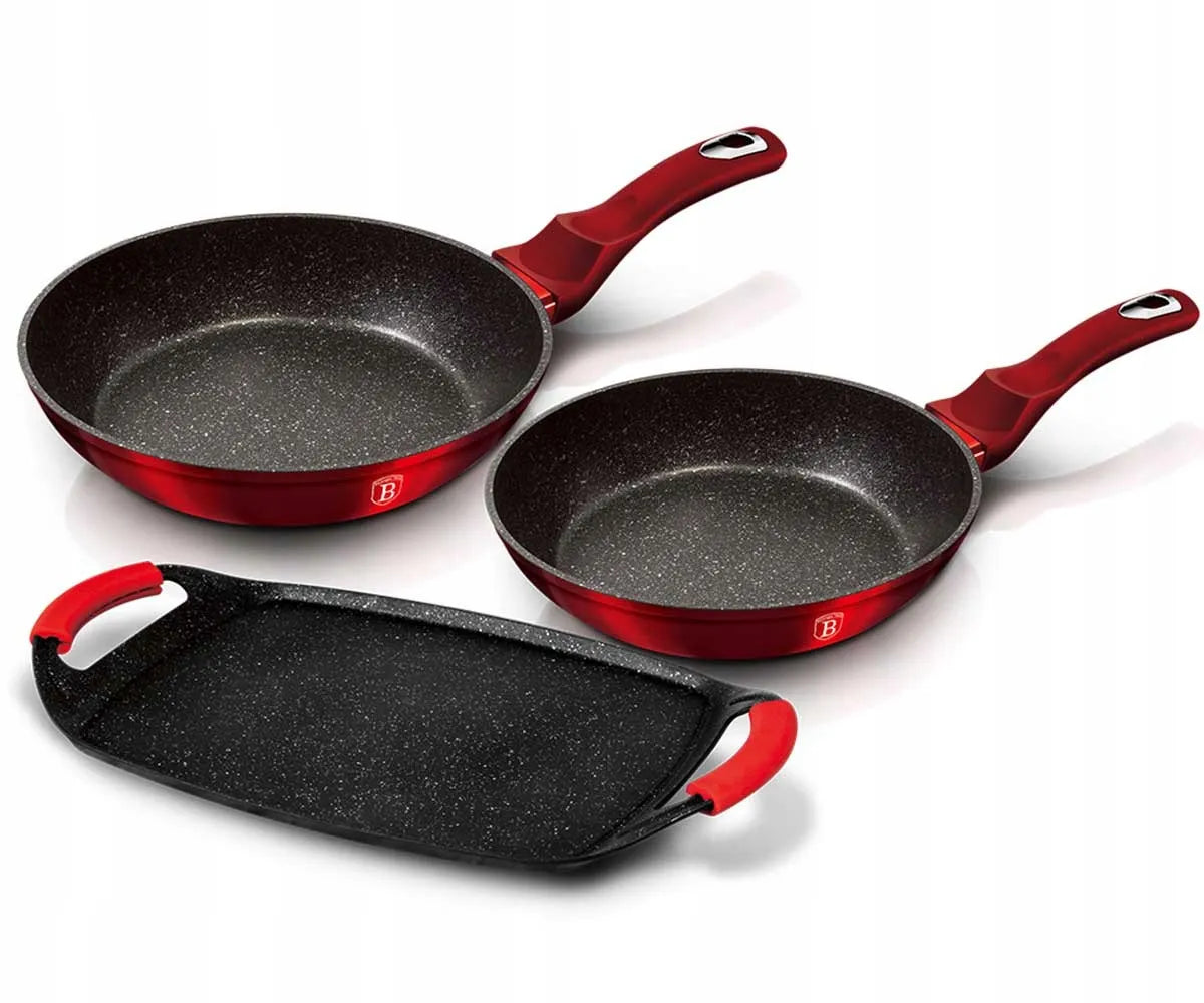 Granitinių keptuvių ir kepimo plokštės rinkinys BERLINGER HAUS Metallic Line