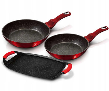 Granitinių keptuvių ir kepimo plokštės rinkinys BERLINGER HAUS Metallic Line