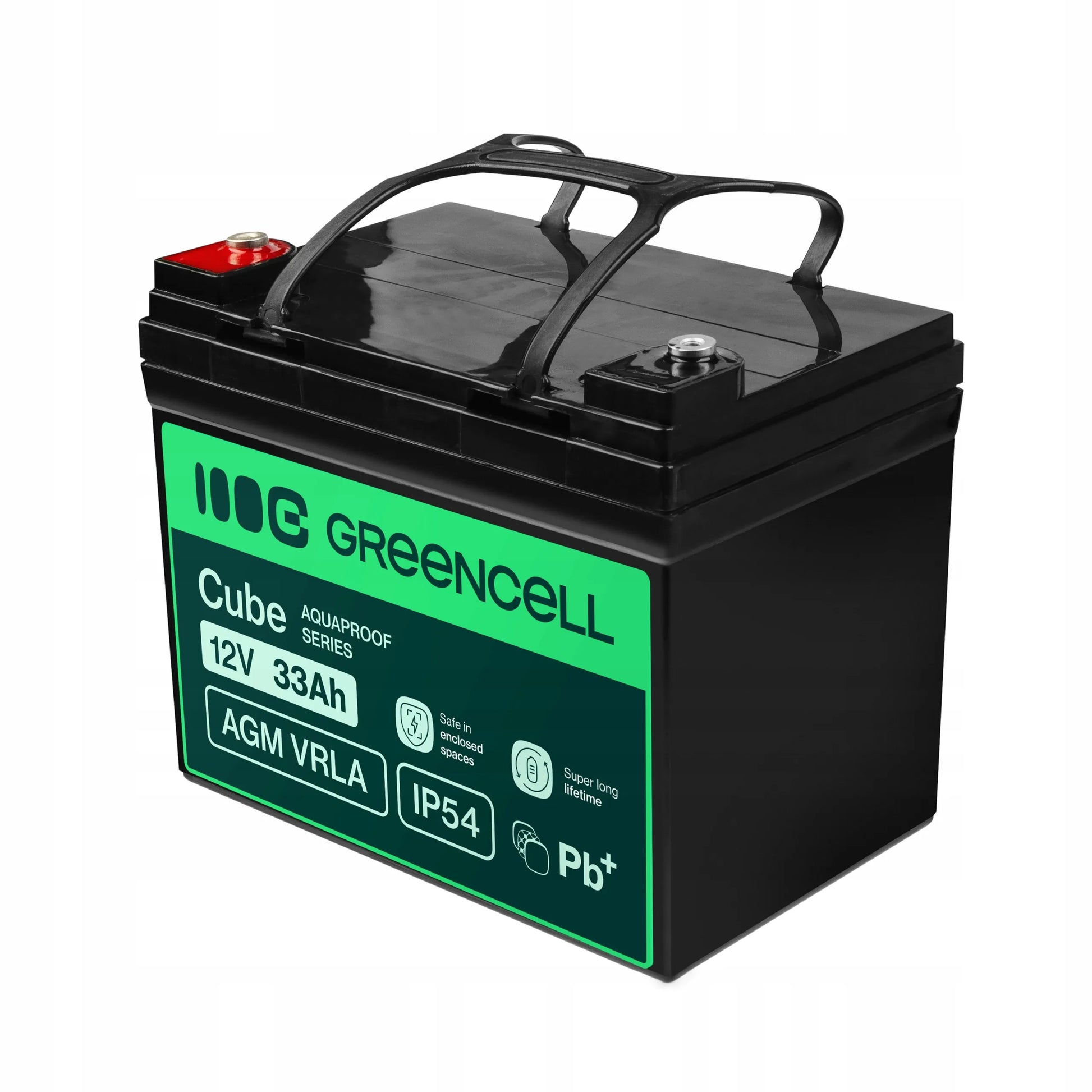 Greencell AGM akumuliatorius 12V 33Ah VRLA priežiūros nereikalaujantis žaislams, kasos aparatams, vejapjovėms ir signalizacijoms