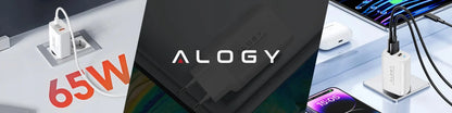 Greitas tinklo įkroviklis USB 2x USB-C „Alogy“ 65W QC PD