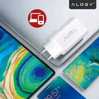 Greitas tinklo įkroviklis USB 2x USB-C „Alogy“ 65W QC PD