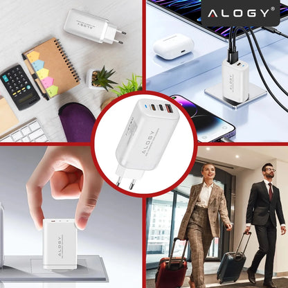 Greitas tinklo įkroviklis USB 2x USB-C „Alogy“ 65W QC PD