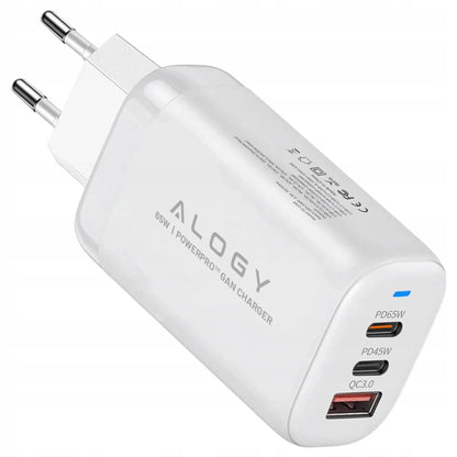 Greitas tinklo įkroviklis USB 2x USB-C „Alogy“ 65W QC PD