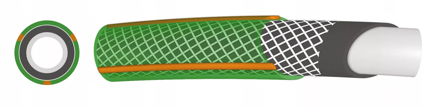 Guminė sodo žarna, 1/2", 50 m, 4 sluoksnių, armuota, pagaminta Lenkijoje