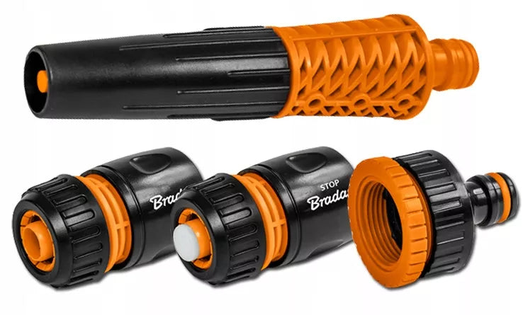 Guminė sodo žarna 1/2" 50 m 4 sluoksnių + purkštuvas ir jungčių rinkinys BRADAS