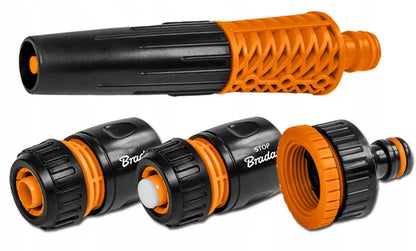 Guminė sodo žarna 1/2" 50 m 4 sluoksnių + purkštuvas ir jungčių rinkinys BRADAS