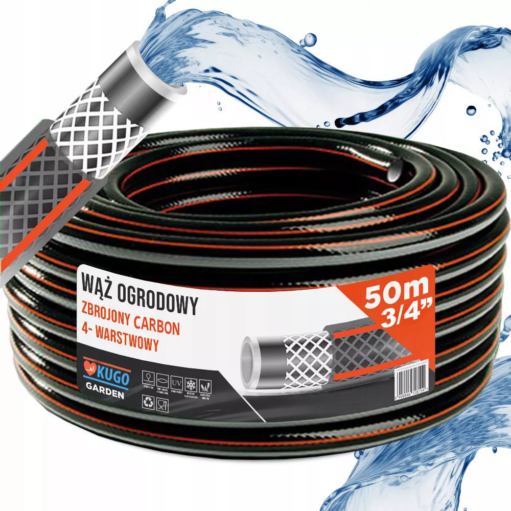 Guminė sodo žarna 3/4" 50m 4 sluoksnių Carbon armuota, lenkiška gamyba