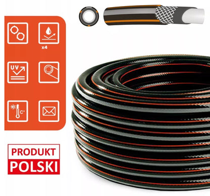 Guminė sodo žarna 3/4" 50m 4 sluoksnių Carbon armuota, lenkiška gamyba
