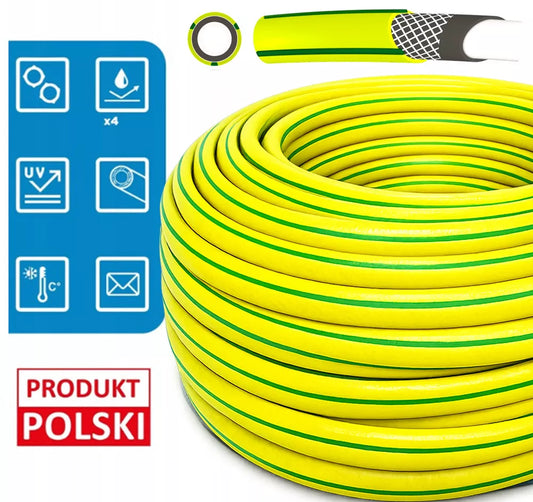 GUMINĖ SODO ŽARNA 3/4" 50m 4 SLUOKSNIŲ + PURKŠTUVAS IR JUNGTYS BRADAS RINKINYS