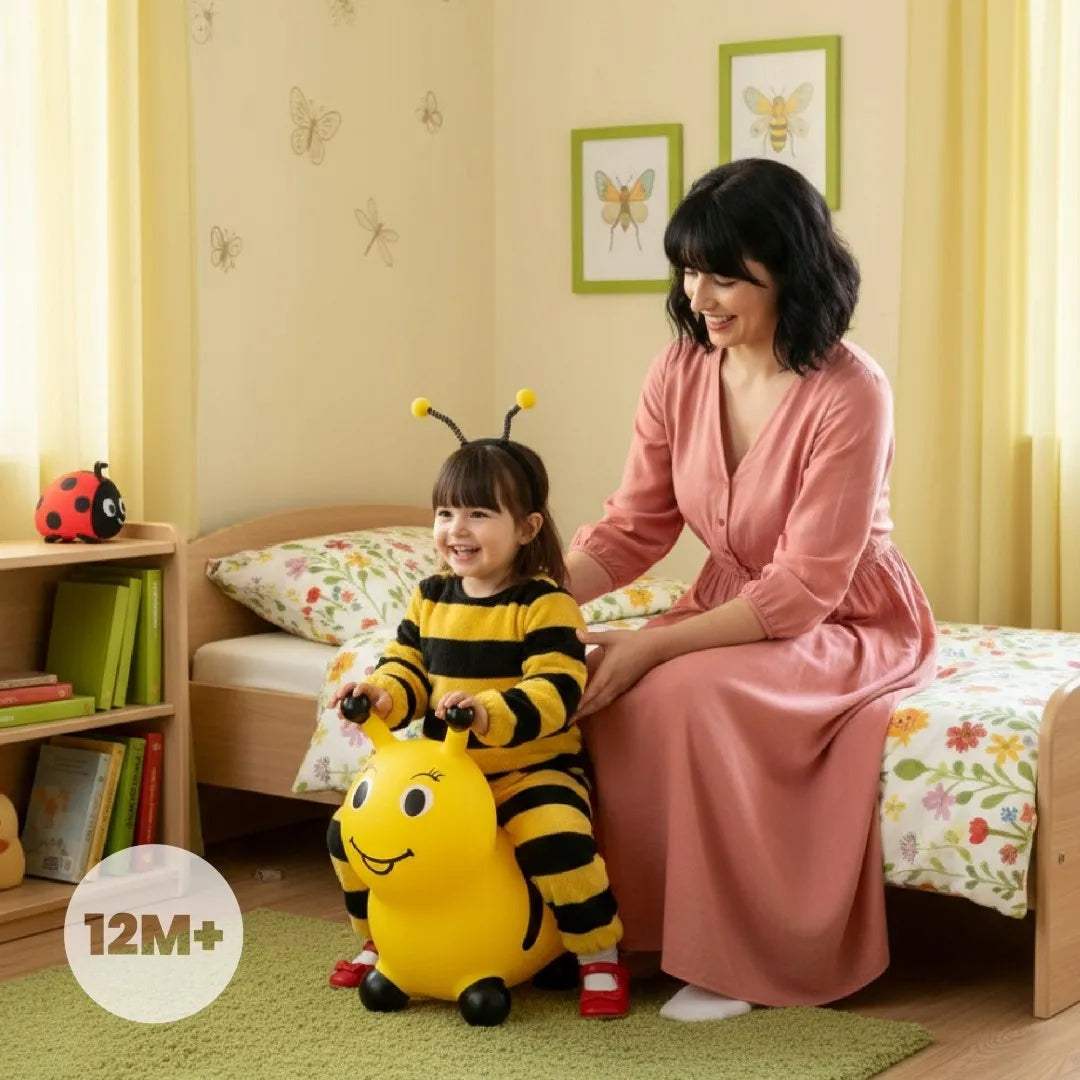 Guminė šokliukė vaikams „Sun Baby“ Bitutė su pompa, geltona, nuo 12 mėn.