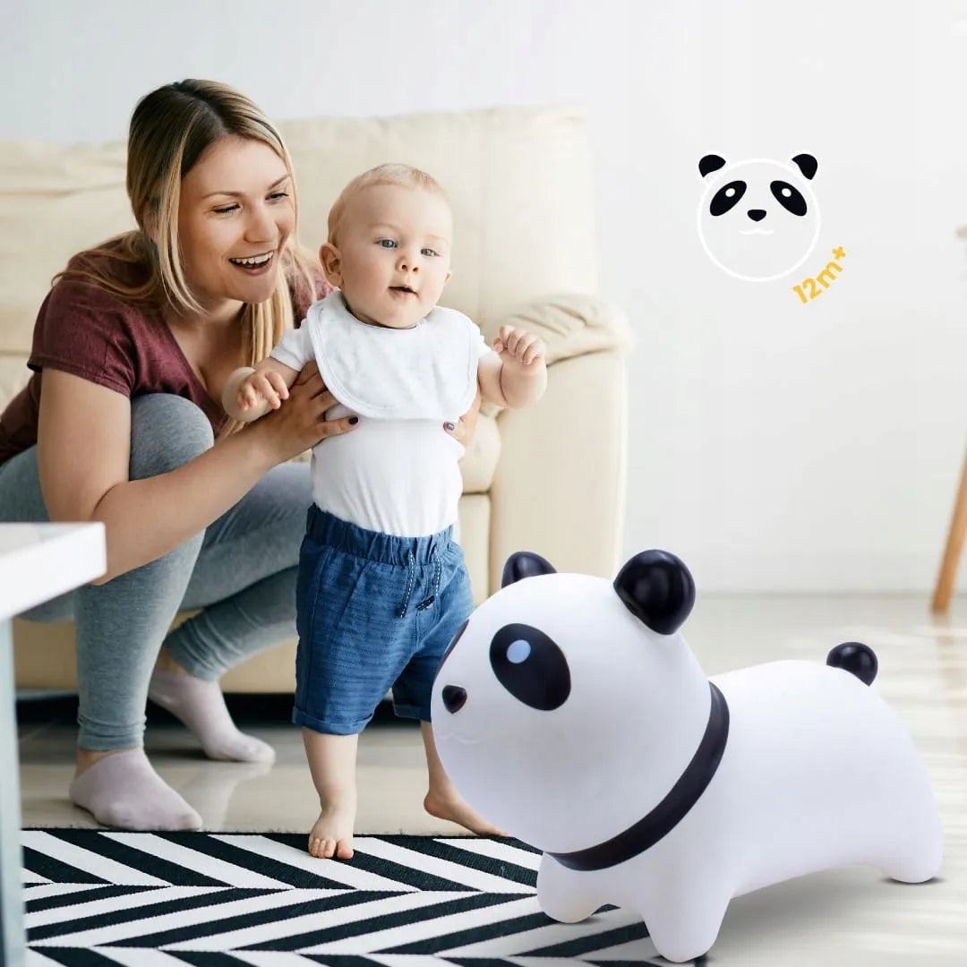 Guminis šokliukas vaikams „Panda“ Sun Baby su pompa, baltas, nuo 12 mėn.