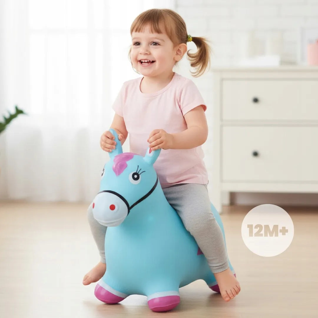 Guminis šokliukas vaikams su pompa „Konik“, mėlynas ir rožinis