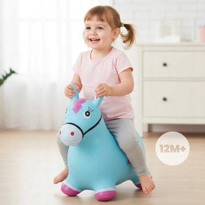 Guminis šokliukas vaikams su pompa „Konik“, mėlynas ir rožinis