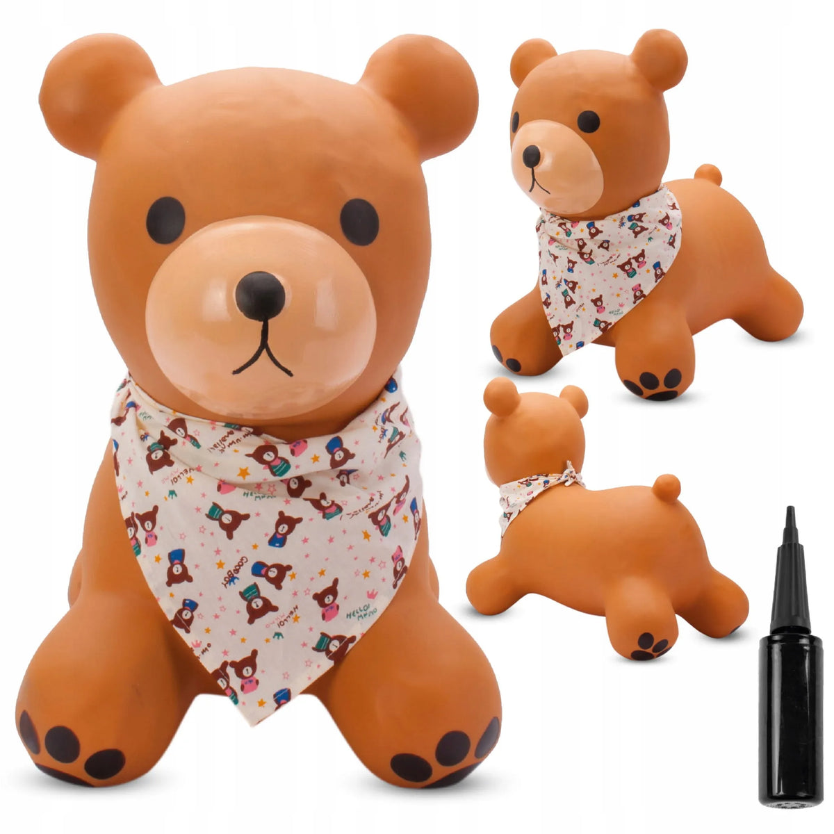 Guminis šokliukas vaikams „Sun Baby Teddy“ su pompa ir bandana