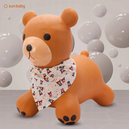 Guminis šokliukas vaikams „Sun Baby Teddy“ su pompa ir bandana