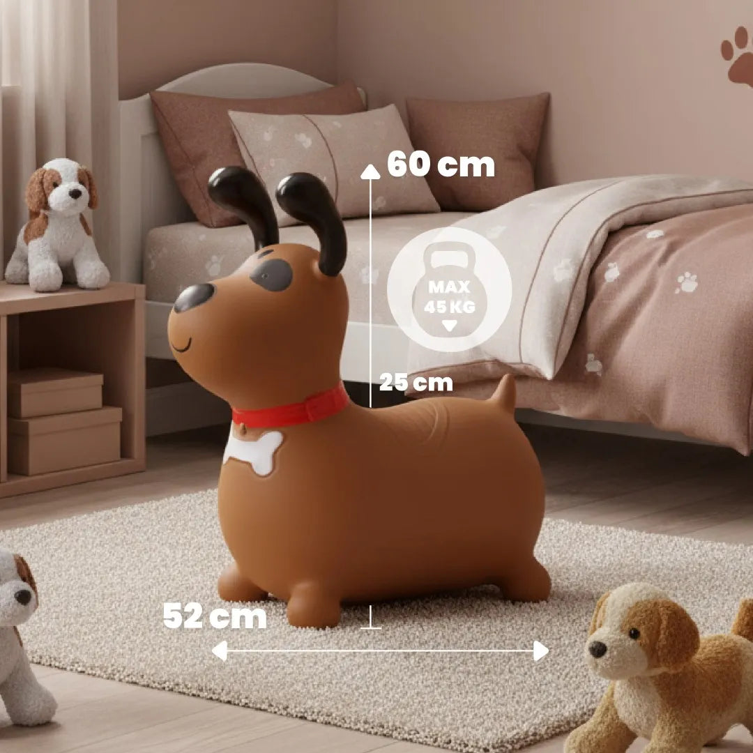 Guminis vaikiškas šokliukas REKSIO su pompa, rudas, nuo 12 mėn. | Sun Baby