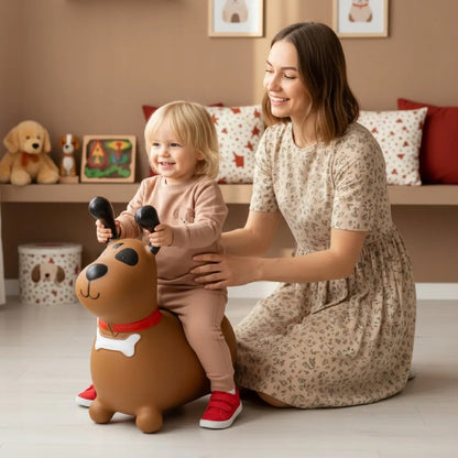 Guminis vaikiškas šokliukas REKSIO su pompa, rudas, nuo 12 mėn. | Sun Baby