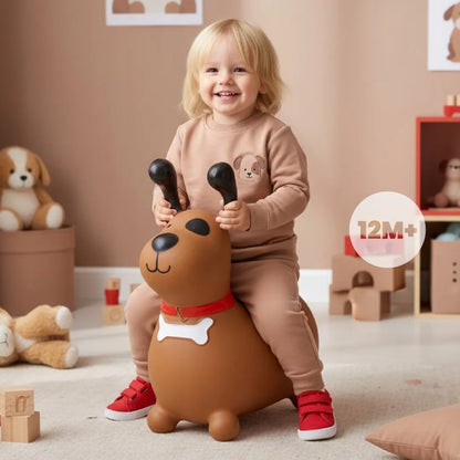 Guminis vaikiškas šokliukas REKSIO su pompa, rudas, nuo 12 mėn. | Sun Baby