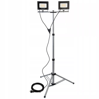 HALOGENINIS prožektorių rinkinys LED LEMPA ant stovo 2x50W darbinis STATYBINIS GALINGAS