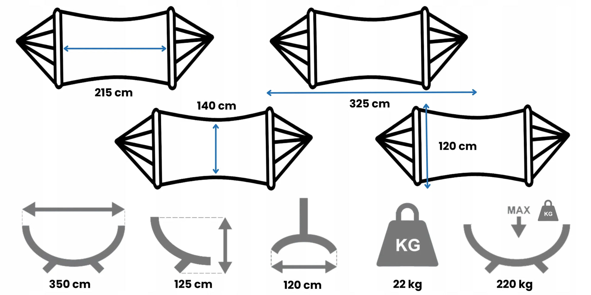 Hamakas Medellin + stovas iki 220 kg POTENZA