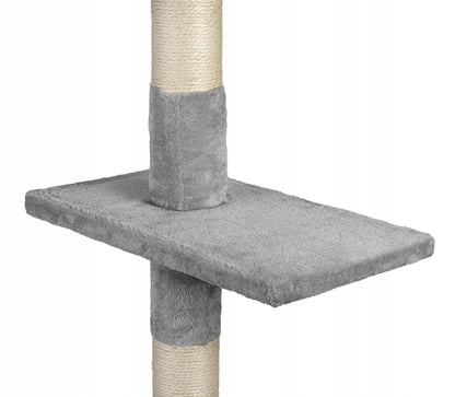 Happet draskyklė katėms, guolis, medis, stulpas, bokštas, 220-285x44x25 cm, šviesiai pilka