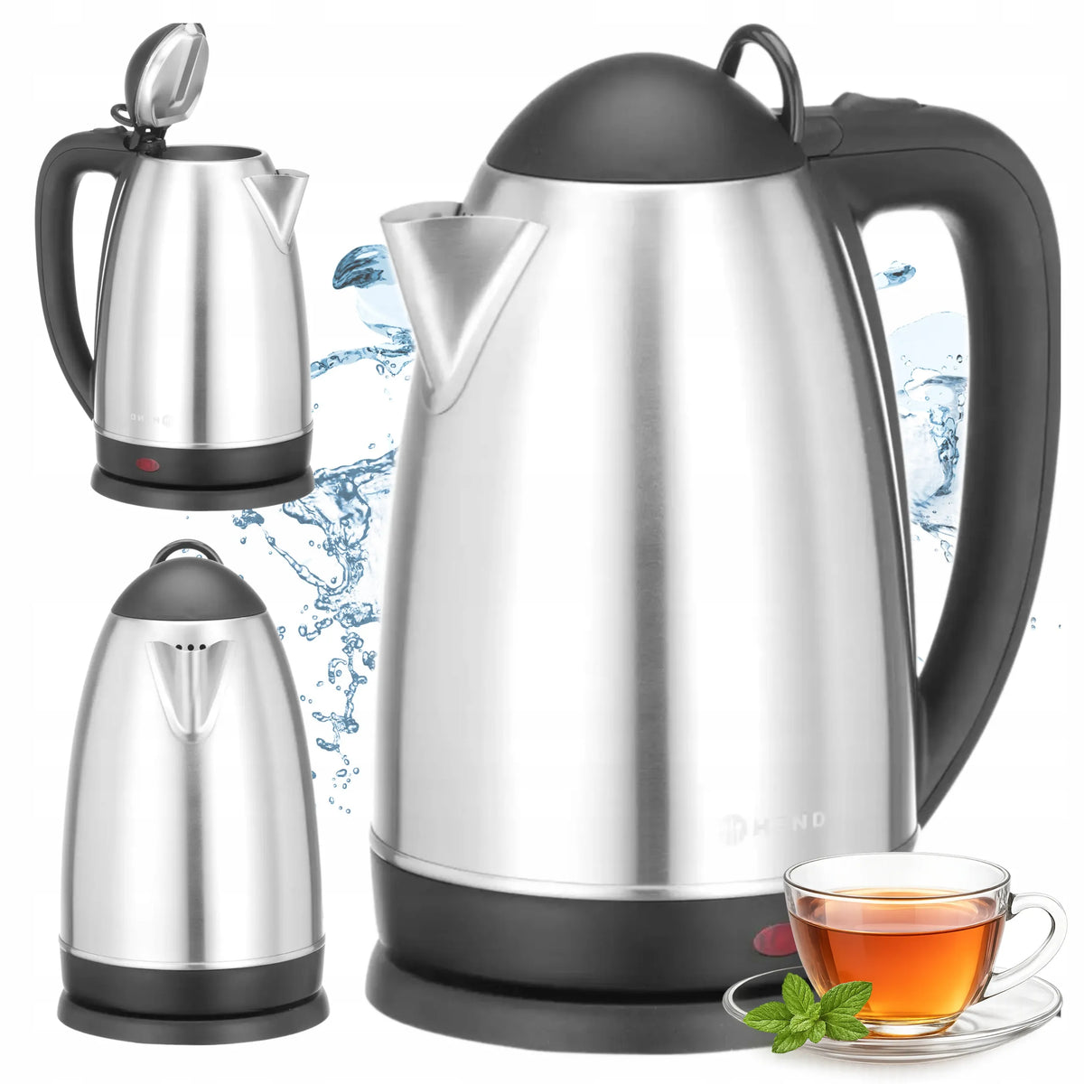 HENDI belaidis elektrinis virdulys 2,5 l, 2150 W, sidabrinis ir pilkas, plieninis