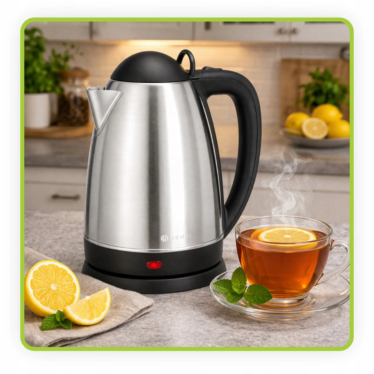 HENDI belaidis elektrinis virdulys 2,5 l, 2150 W, sidabrinis ir pilkas, plieninis