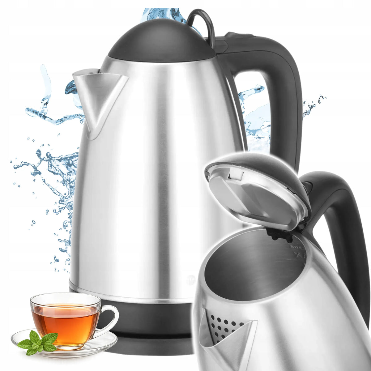 HENDI belaidis elektrinis virdulys 2,5 l, 2150 W, sidabrinis ir pilkas, plieninis