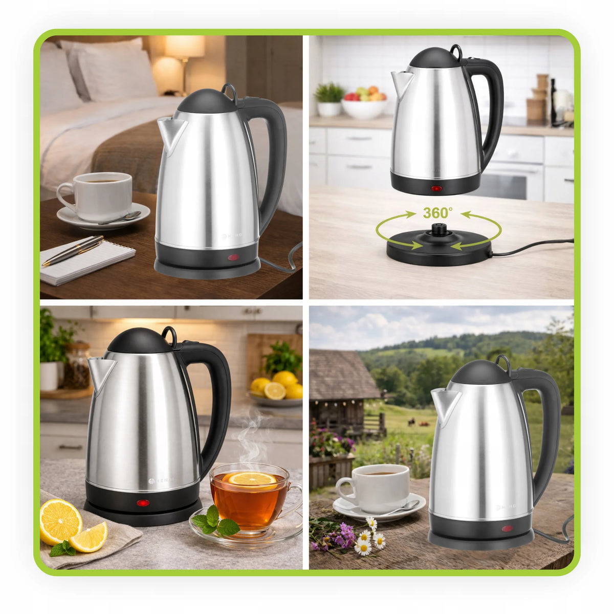 HENDI belaidis elektrinis virdulys 2,5 l, 2150 W, sidabrinis ir pilkas, plieninis