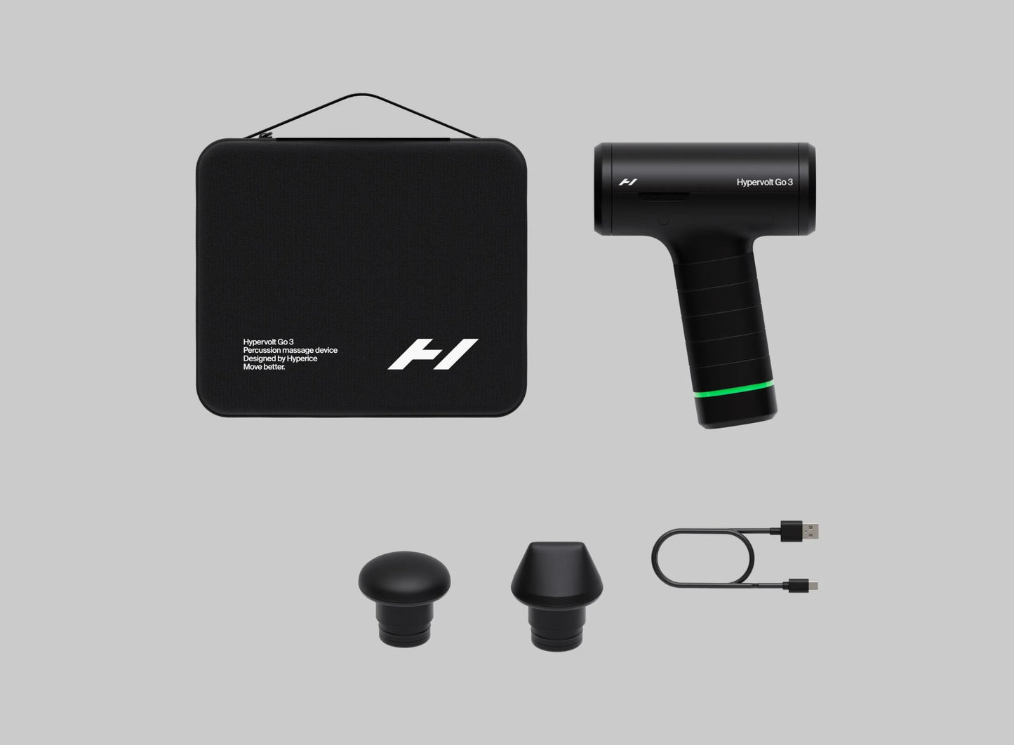 Hypervolt Go 3 profesionalus viso kūno masažo pistoletas kompaktiškas