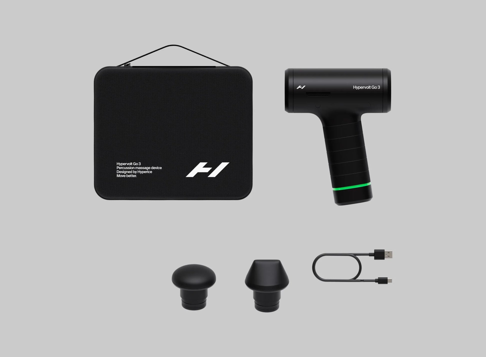 Hypervolt Go 3 profesionalus viso kūno masažo pistoletas kompaktiškas