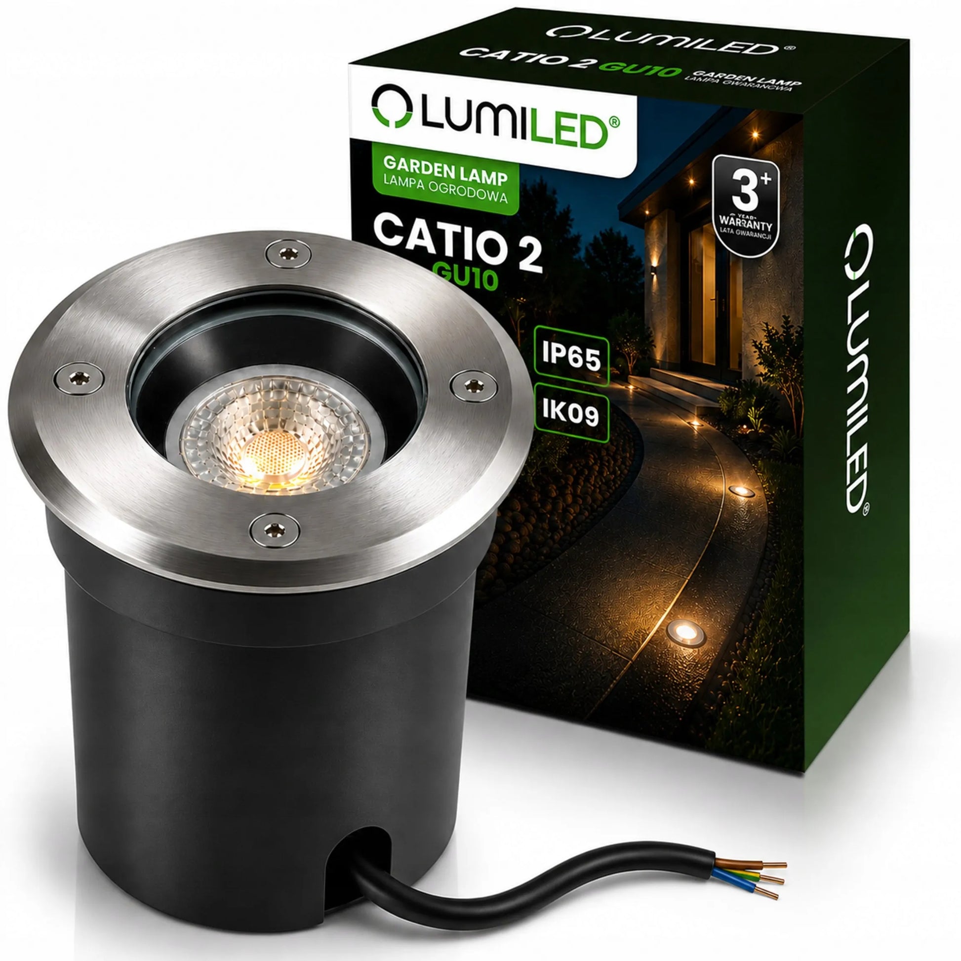 Įleidžiamas požeminis šviestuvas Lumiled Catio 2, IP65, GU10